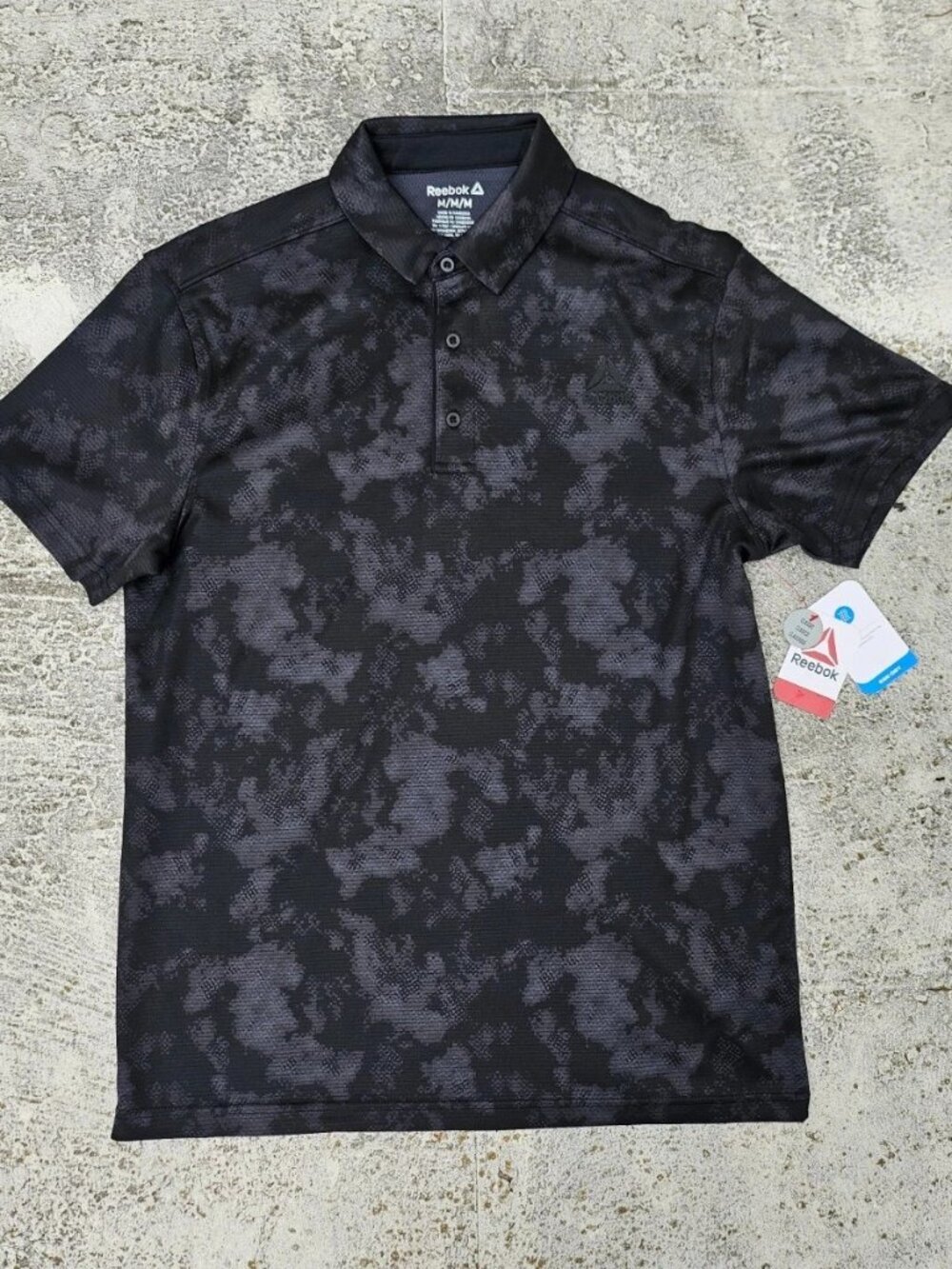 Reebok Men Polo Shirt Black RBK-DRI Sport Casual Short Sleeve Shirt Size M NWT